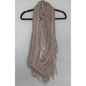 Blue Pacific Cashmere/Lambswol Infinity Scarf Baby Pink Fringe Dainty Whimsy